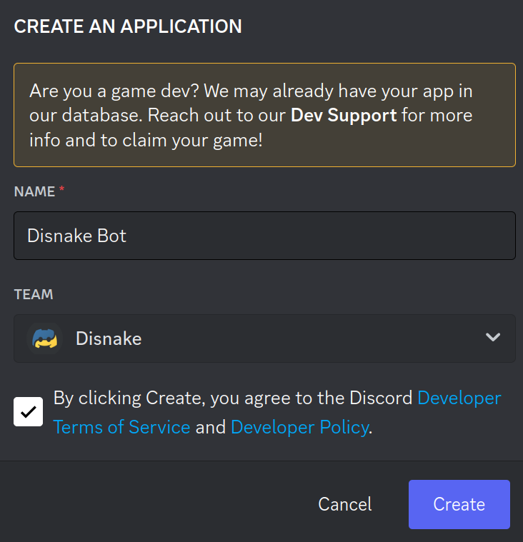 The new application form filled in.